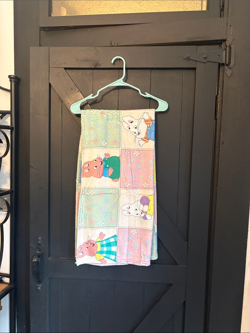 Children’s Patchwork Animal Cotton Throw Blanket - Pink, Green, Blue